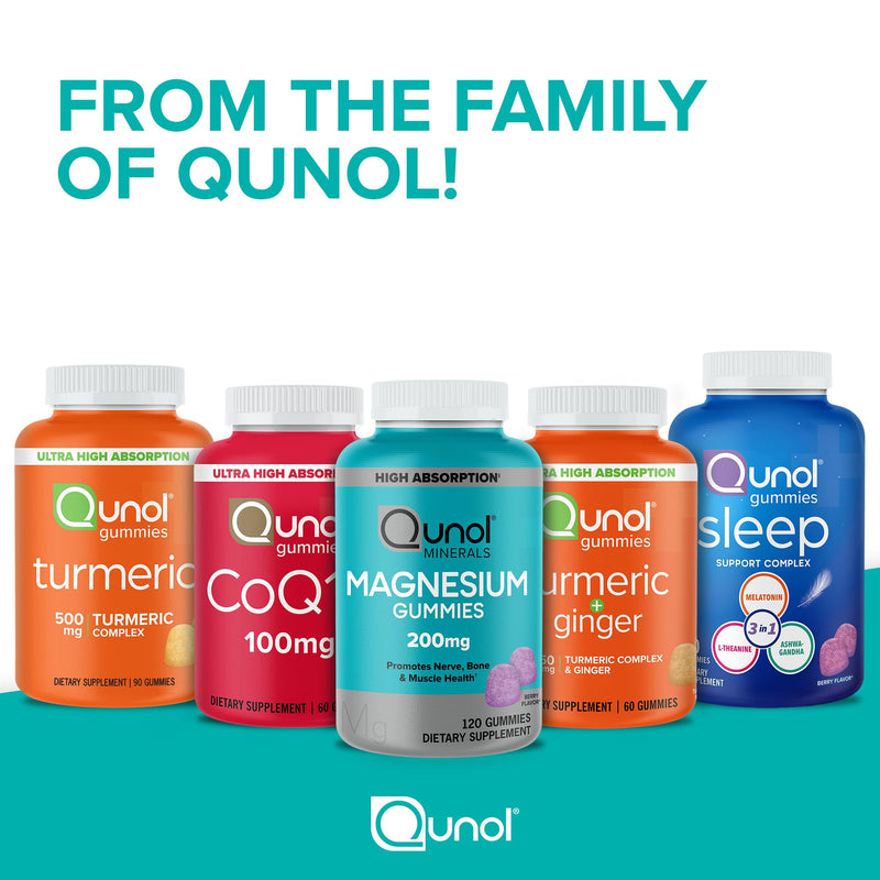 [Australia] - Qunol Magnesium Gummies for Adults, 200mg Magnesium Citrate Gummies, High Absorption Magnesium Supplement, Supports Nerve Health, Bone Health, Muscle Health, Vegetarian, 120 Count Berry 120 Count (Pack of 1) 