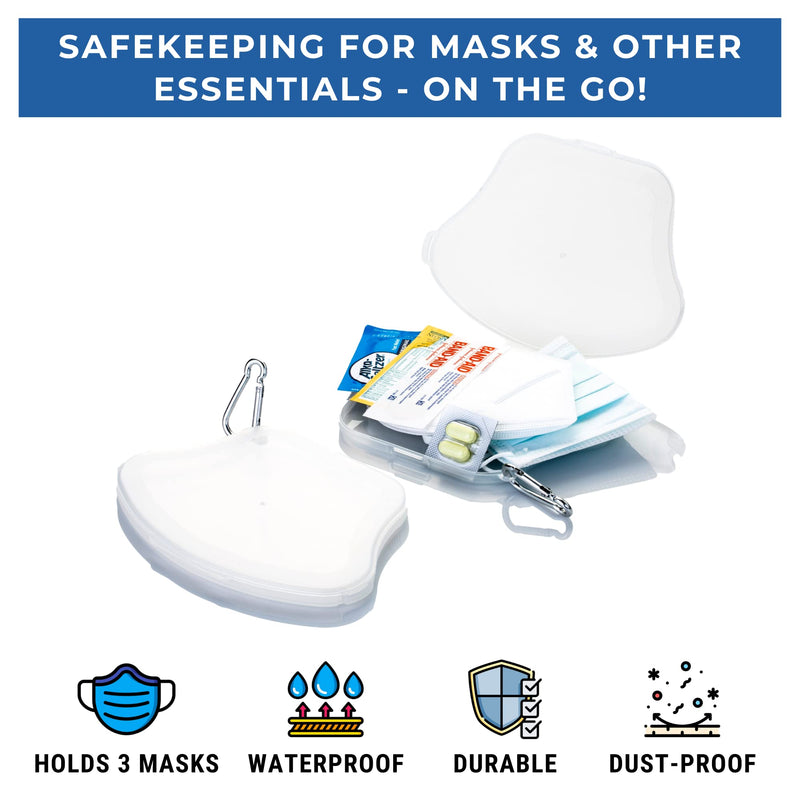 [Australia] - Face Mask Case with Keychain Bundle - Includes TouchKey Door Opener - Waterproof Face Mask Organizer & Mask Storage Case - Portable Mask Holder Box & Mask Bag Keeper (Pack of 3) 