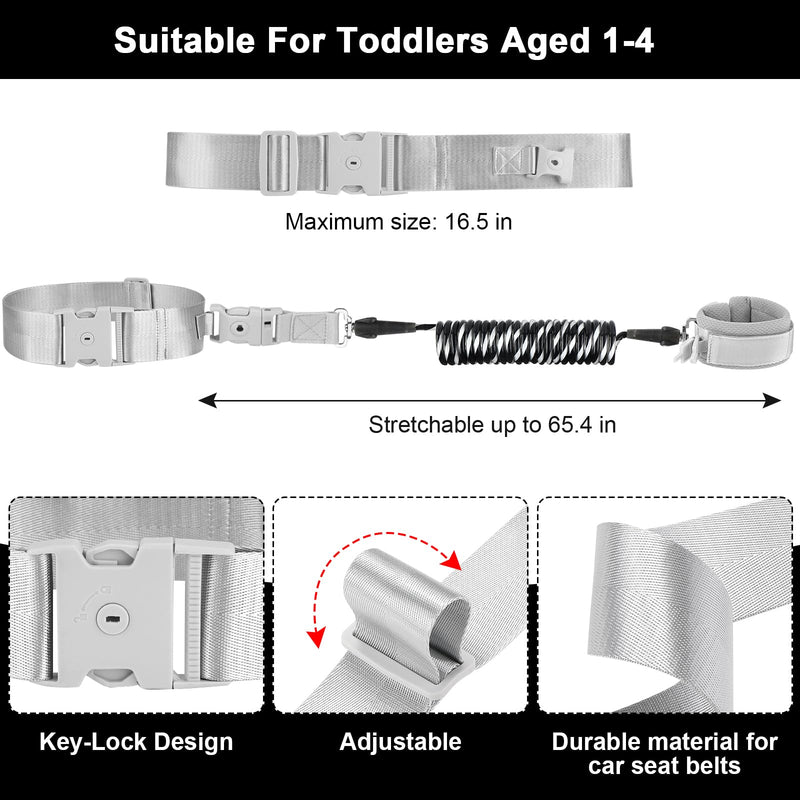 [Australia] - Accmor Toddler Waist Leash Belt, Reflective Baby Anti Lost Wrist Link, Kids Walking Harnesses Children Wristband Tether Leashes with Lock for Boys Girls Ages 1-4 to Outdoor Travel (Black) Black Reflective Wristlink/ Gray Belt 