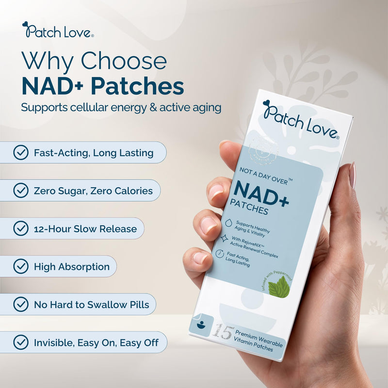 NAD+ Patches for Cellular Energy & Vitality - Nicotinamide Riboside (NR), Resveratrol & Alpha Lipoic Acid - Time-Release Transdermal Patch - Anti-Ageing Support - Vegan - 15 Patches - Made in UK