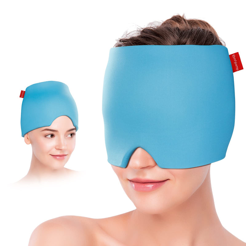 [Australia] - Comfytemp Migraine Mask Gel Cooling Mask, Stretchy Cooling Hat Sleep Mask, Cold Compression Therapy Cool Pack Face, Ice Cap for Headaches, Swollen Eyes, Sinuses, Nervousness Blue 