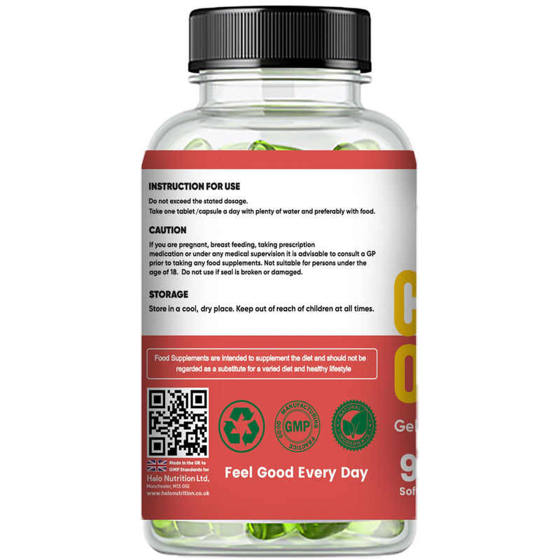 Cod Liver Oil Capsules high Strength 1000mg, 90 Capsules of High Strength Fish Oil, Rich in Omega 3. Supports Heart Health, Brain Health, Eye Health and Normal Blood Pressure Made in UK