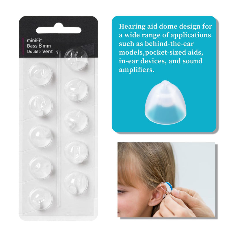 Hearing Aid Domes for Oticon Replacements, 8mm Hearing Aid Domes, Hearing Aid Accessories Compatible with Oticon MiniFit Universal Silicone Hearing Aid Domes, Hearing Open Domes