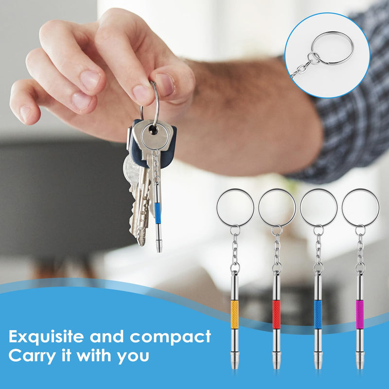 [Australia] - Nogeqi 4 pieces 4 in 1 glasses screwdriver, screwdriver for glasses repair set, mini screwdriver glasses, glasses tool set small, glasses screws screwdriver keychain 