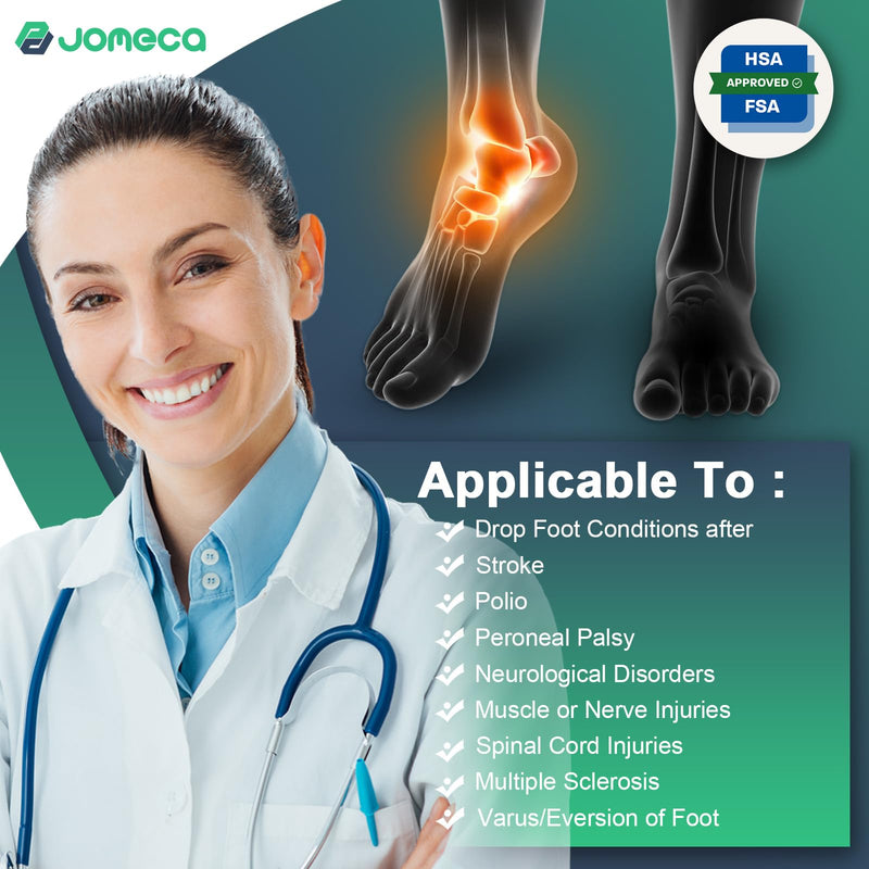 Drop Foot Brace with Arch Support Adjustable AFO Foot Orthosis Brace for Walking, Relieve the Instability of Lower Limbs by MS, TBI, Stroke, Cerebral Palsy, Fracture (Left, Large) Left