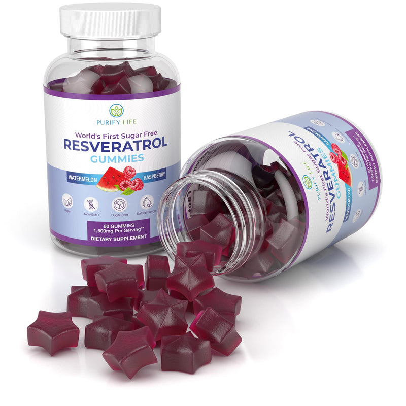 [Australia] - Purify Life Sugar-Free Resveratrol Gummies - Potent 1500mg Resveratrol Supplement to Support Digestive & Immune Health - Resveratrol Supplement for Antioxidant Support, Cell Regenerator & Repair Resveratrol Cell Repair 