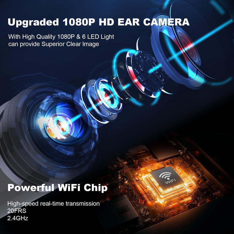 [Australia] - EarFairy Earwax Remover Otoscope Wifi Ear Cleaner Camera HD Wireless Waterproof Ear Mirror 360° Wide Angle Ear Cleaner with 3.5mm Lens and 6 LEDs for iPhone, iPad and Android Smartphones 
