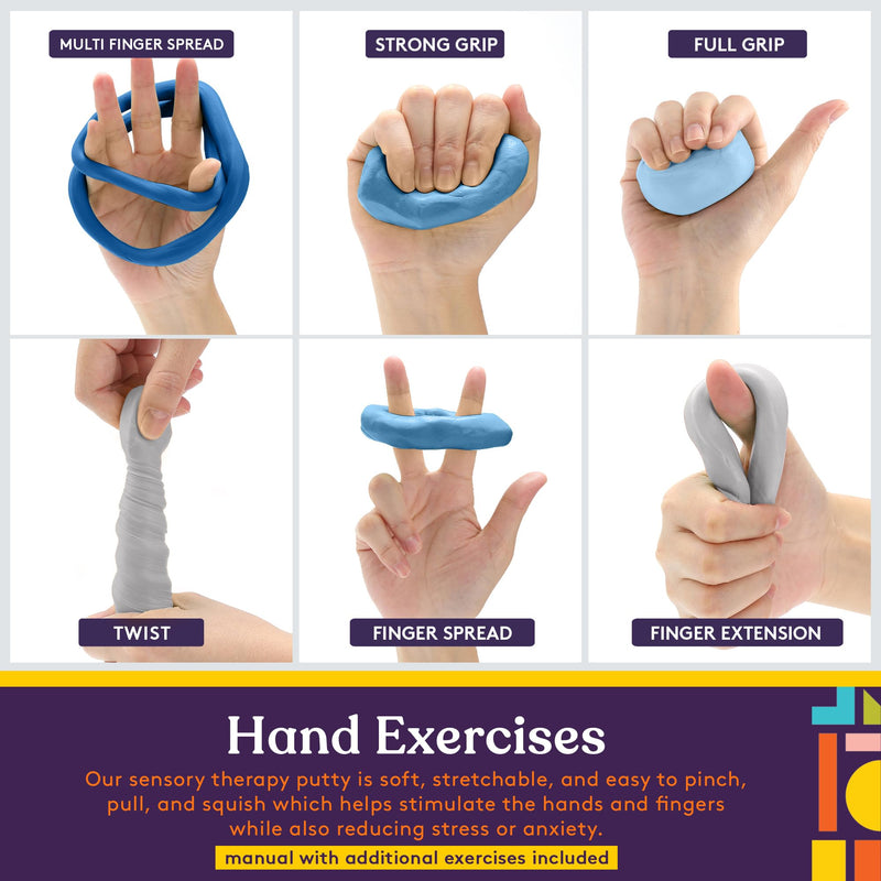 [Australia] - Special Supplies Therapy Putty for Kids and Adults - Resistive Hand Exercise Stress Relief Therapy Putty Kit, Set of 4 Strengths, Three Ounces of Each Putty 