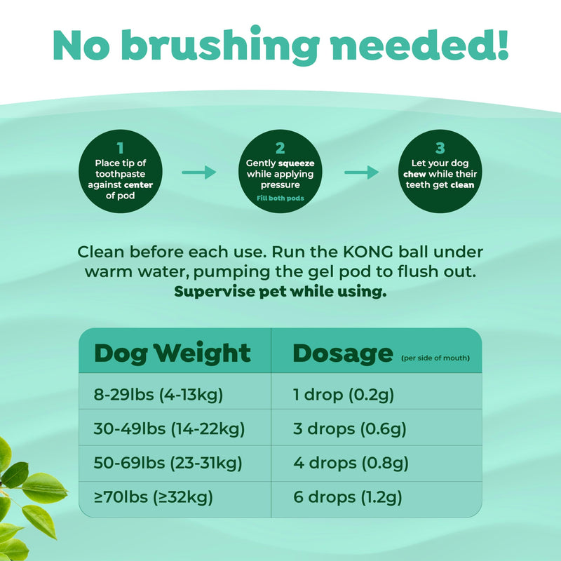 [Australia] - TropiClean Fresh Breath - Kong Dental Ball for Medium Dogs - Dog Teeth Cleaning Kit - Removes Plaque - Peanut Butter & Honey Dog Toothpaste, 1oz 