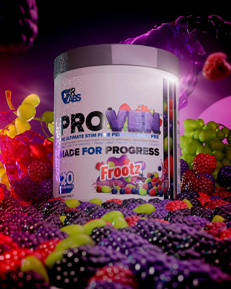 Proven, Ultimate Stim Free Performance Pre Workout Powder, 20 Servings, 4 Flavours (Frootz) Frootz