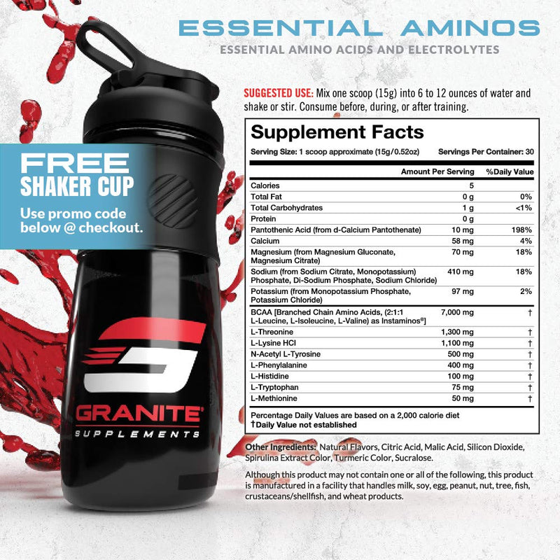 [Australia] - Granite Supplements Intra Workout Powder - Essential and Branch Chain Amino Acid Supplement for Pre-workout and Post-workout - BCAA Electrolyte Powder with Electrolytes - Strawberry Lemonade Flavor 