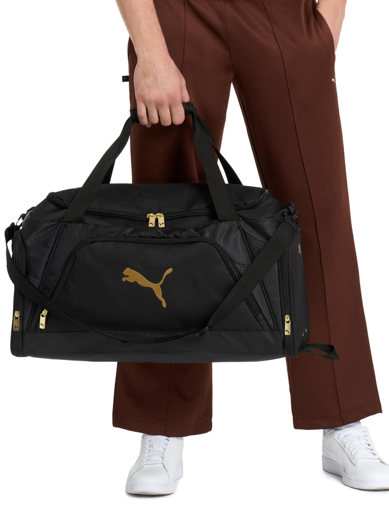 PUMA unisex-adult Accelerator Duffel Bag with Removable Strap & Shoe Pocket New Navy/Black One Size