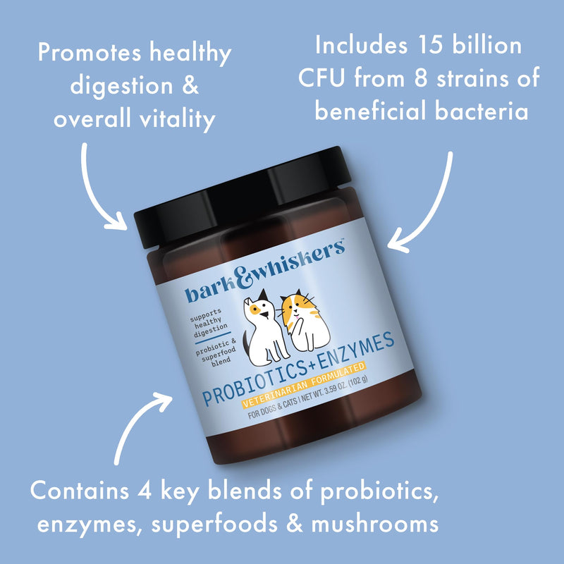 Bark & Whiskers, Probiotics + Enzymes 3.59 oz, Non GMO, Gluten Free, Soy Free, Dr. Mercola - PawsPlanet Australia