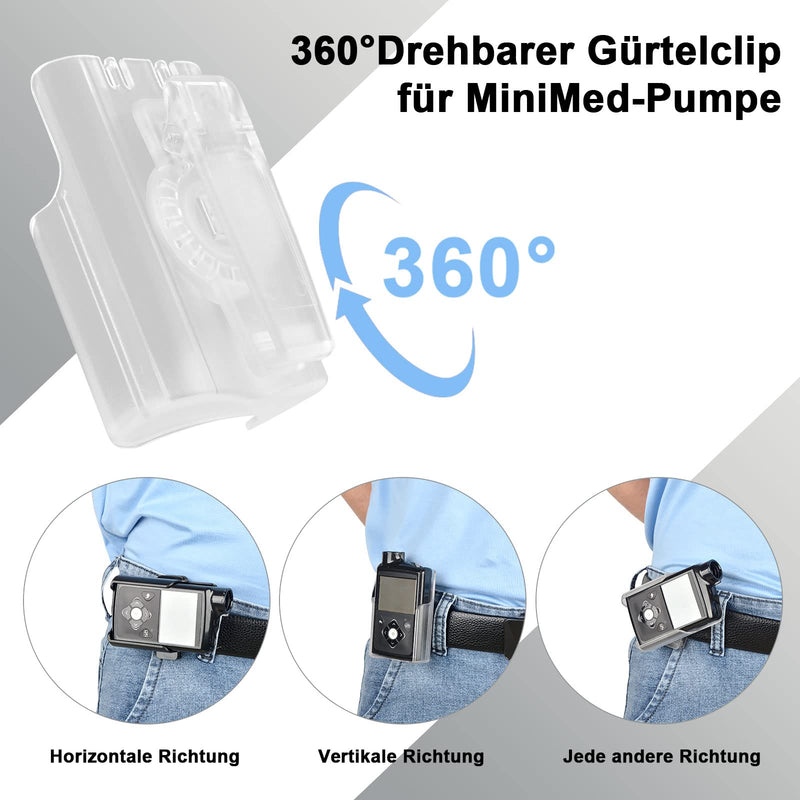 [Australia] - iGuerburn insulin pump case for Medtronic MiniMed 640G 670G 770G pumps, Medtronic pump case with 360° rotating belt clip for diabetics (Not suitable for 780G!) Clear 