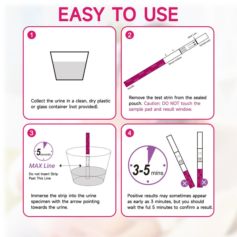 Early Detection Pregnancy Test Strips, Amazewell hCG Test Strips Easy at Home Pregnancy Tests Bulk, Over 99% Accuracy, 50 Pack Pregnancy Test Kits for Women with 1 Reusable Urine Cup