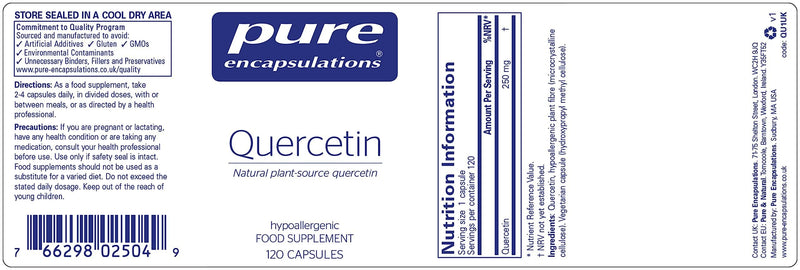 Pure Encapsulations Quercetin 250mg - Natural Plant-Source Pure Quercetin Supplement - Promotes Immune Support, Cardiometabolic Health and Overall Cellular Health - 120 Vegetarian Capsules