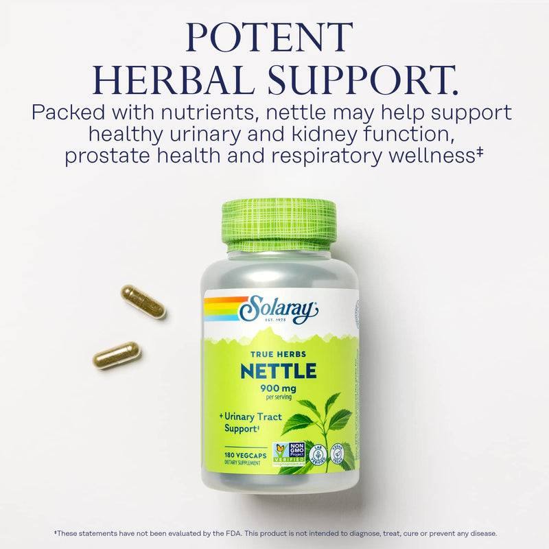 [Australia] - SOLARAY Nettle Leaf 450mg Healthy Kidney, Urinary & Prostate Support Traditional Use for Healthy Allergy Response & Respiratory Wellness 180 CT 180 Count (Pack of 1) 
