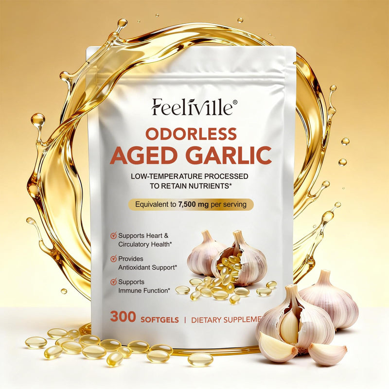 Aged Garlic Extract Capsules | 300 Softgels | Odourless Garlic Capsules | High Strength | Cold Pressed | Non-GMO, Gluten-Free, Heart Health, Antioxidant & Immune Support