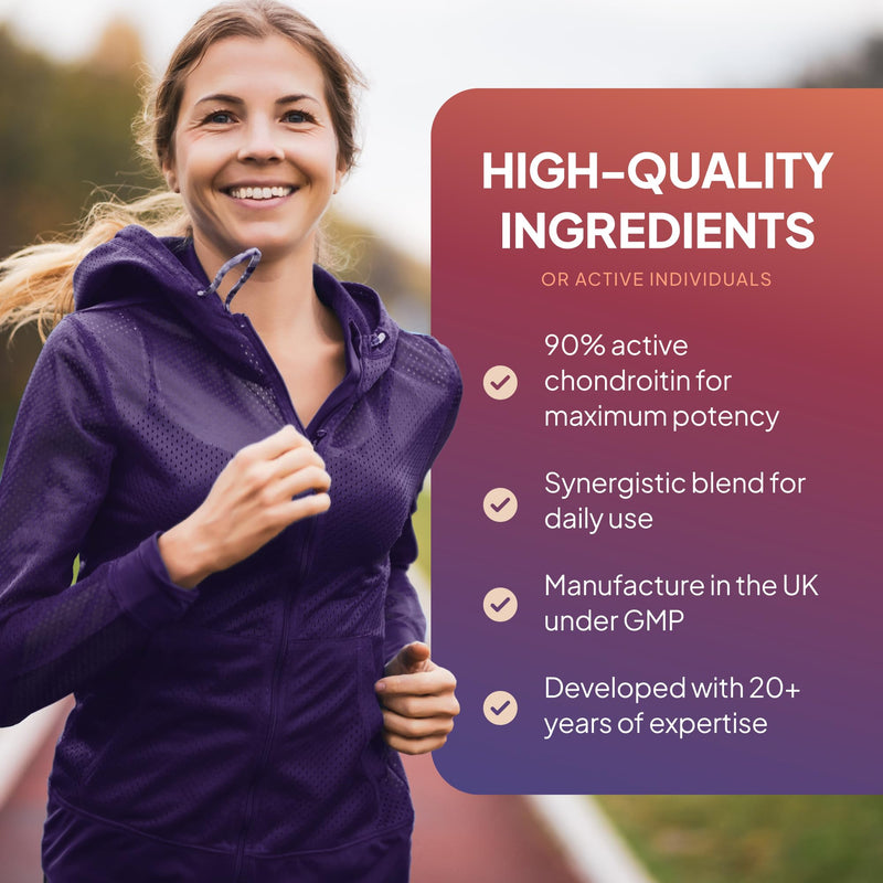 Glucosamine, Chondroitin & MSM Tablets | Supports an Active Lifestyle | 90% Active Chondroitin | 180 Tablets = 2 Months’ Supply | Manufactured in The UK in Accordance with GMP Standards Unflavoured 180 count (Pack of 1)