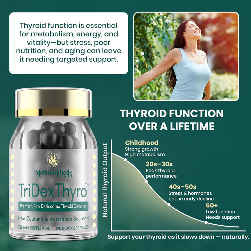 [Australia] - Thyroid Supplement ‚Äì TriDexThyro‚Ñ¢ Raw Desiccated Thyroid Complex 375 mg with Bovine, Porcine & Ovine ‚Äì120 Capsules for Women and MenÔºà1 PackÔºâ 3.37 Ounce (Pack of 1) 