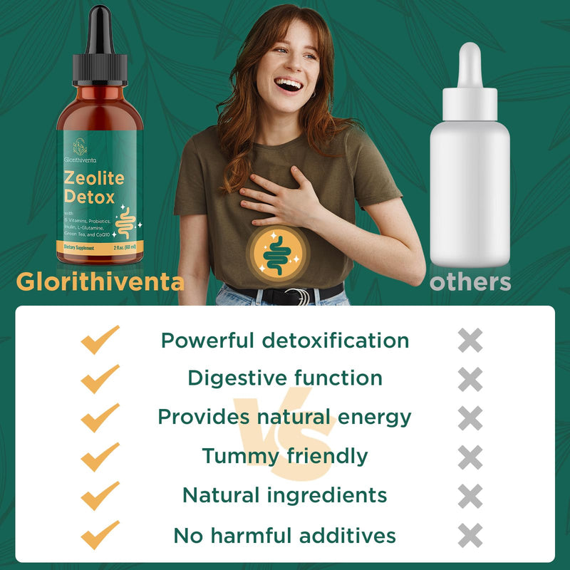 Zeolite Detox for Adults, Zeolite Liquid Drops with Vitamin B, Probiotic Blend, Gentle Detox for Adults, Energy, Gut, Focus - 4 Fl Oz (2 Bottles) 2 Fl Oz (Pack of 2)