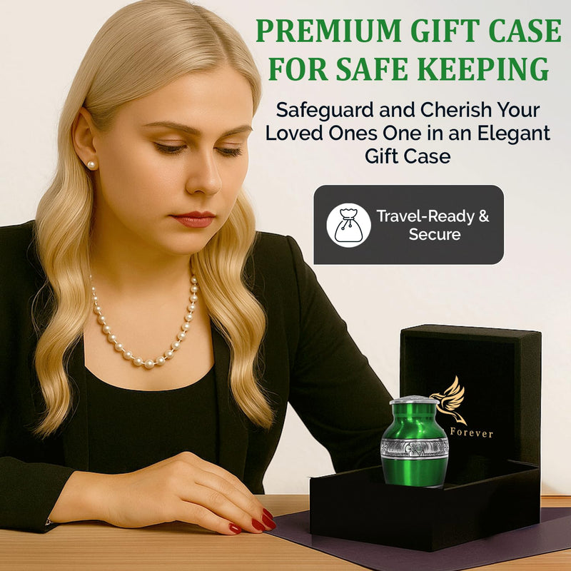 [Australia] - Graceful Small Urns for Human Ashes Keepsake ‚Äì Elegant Cremation Urn ‚Äì Tiny Urn Keepsakes for Women ‚Äì Mini Urns for Ashes for Cherished Memories (Green, Small) Set of 1 Green 