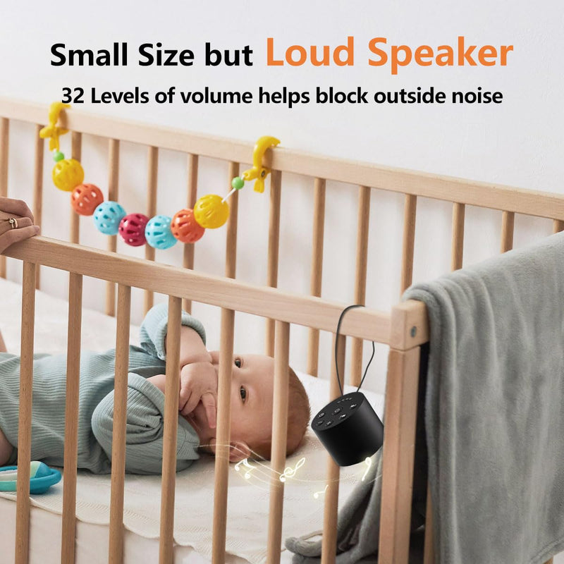 [Australia] - Color Noise Sleep White Noise Portable Sound Machines with 30 Soothing Sounds 32 Levels Volume Compact 4 Timer Options Auto-Off and Memory Function for Travel Home Everyone Black 