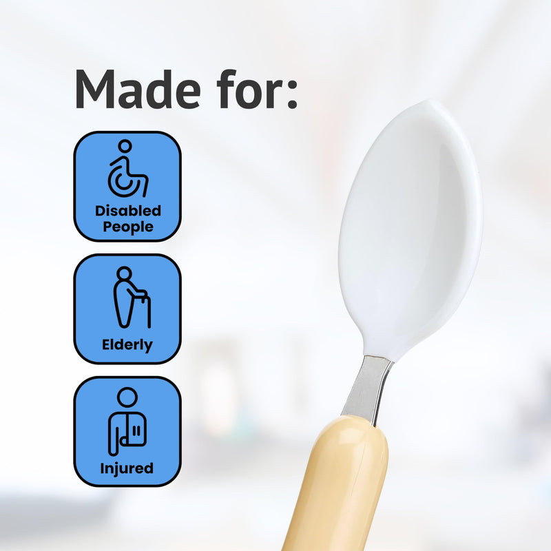 HOMECRAFT Caring Cutlery , Ivory Handle Soft Coated Teaspoon (Eligible for VAT Relief in the UK) Stainless Steel Eating Utensil , Silverware for Weak Grip , Restricted Movement , Elderly , Disabled Single