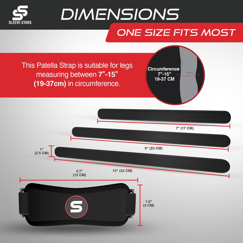 [Australia] - Sleeve Stars Swedish Brand Patellar Tendon Support Strap for Women & Men Effective Osgood Schlatter Knee Brace Youth & Kids Knee Brace with 3 Adjustable Length fits 7"-15" (Single/Black/Kids) Black 1 