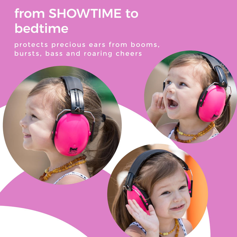 [Australia] - BANZ Kidz Earmuffs 2 Years & Older - Loud Noise Cancelling Kids Headphones & Toddler Ear Muffs, Size Adjustable Pink 