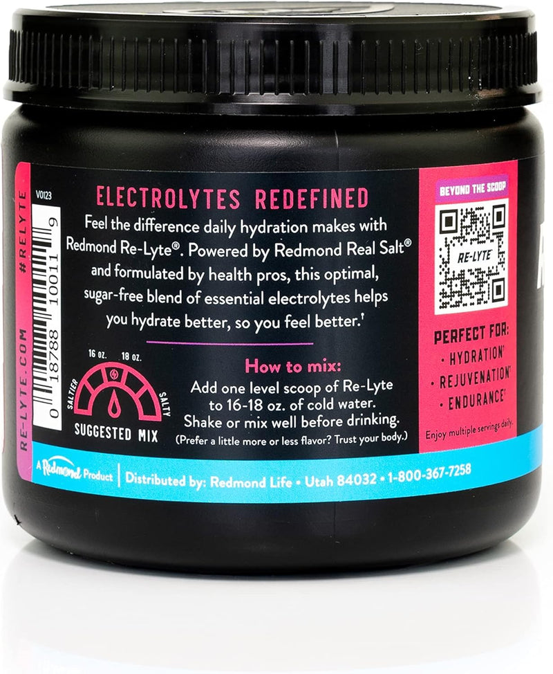 [Australia] - REDMOND Re-Lyte HYDRATION Drink Mix MIXED BERRY LARGE, 380g can - electrolyte powder, sugar-free, with real Redmond Real Salt and over 60 important minerals and trace elements 
