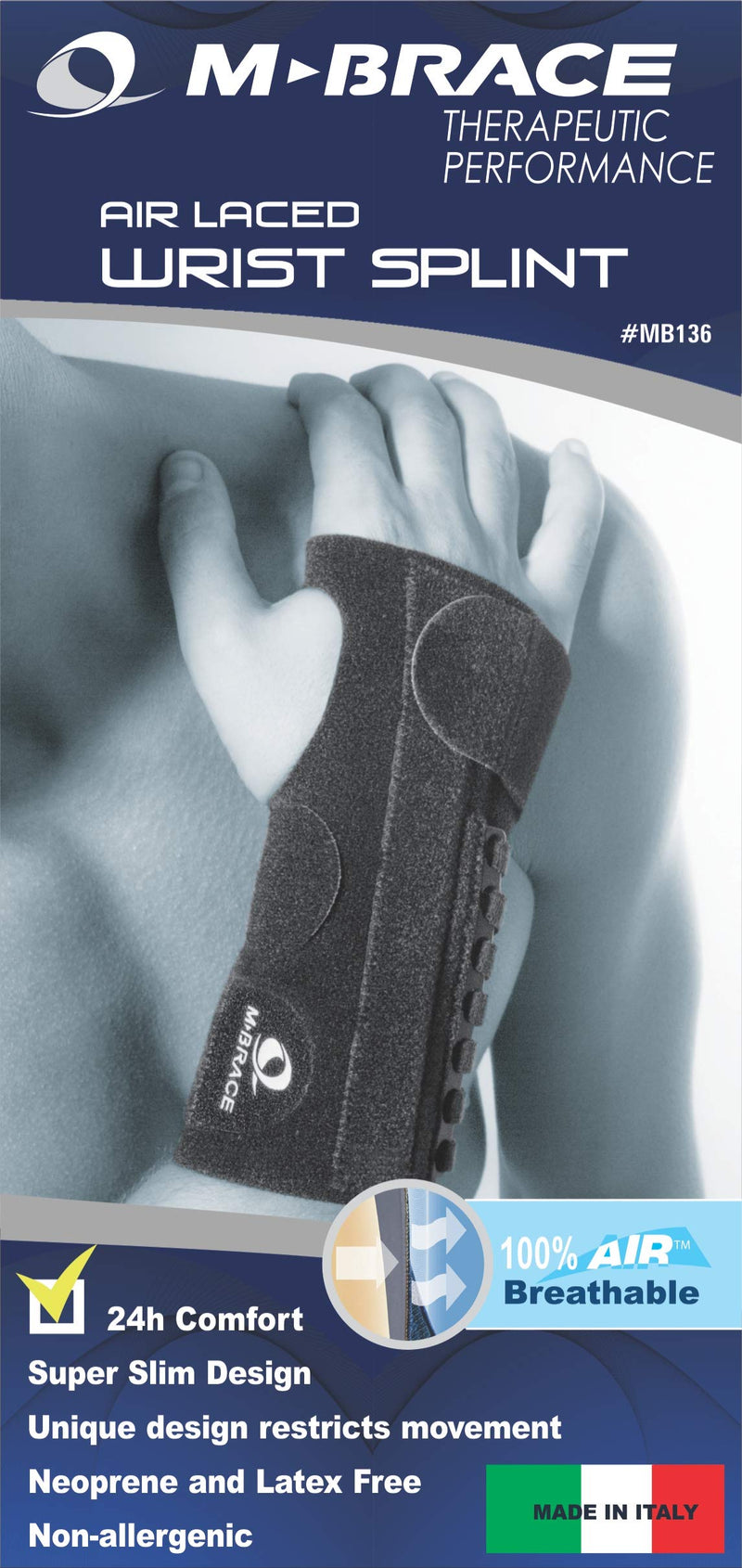[Australia] - V-136RE Wrist Splint Right Extra, Black, Carpal Tunnel Relief Brace Mbrace Air, Wrist Wraps, Wrist Bands, Wrist Support, Wrist Splint Easily Adjustable for Perfect Tension, Breathable 