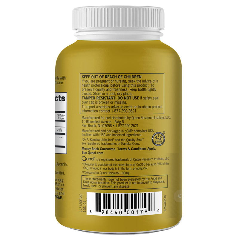 [Australia] - Qunol Ubiquinol CoQ10 200mg Softgels, Powerful Antioxidant for Heart and Vascular Health, Essential for Energy Production, Natural Supplement Active Form of CoQ10, 60ct Softgels 60 Count (Pack of 1) 