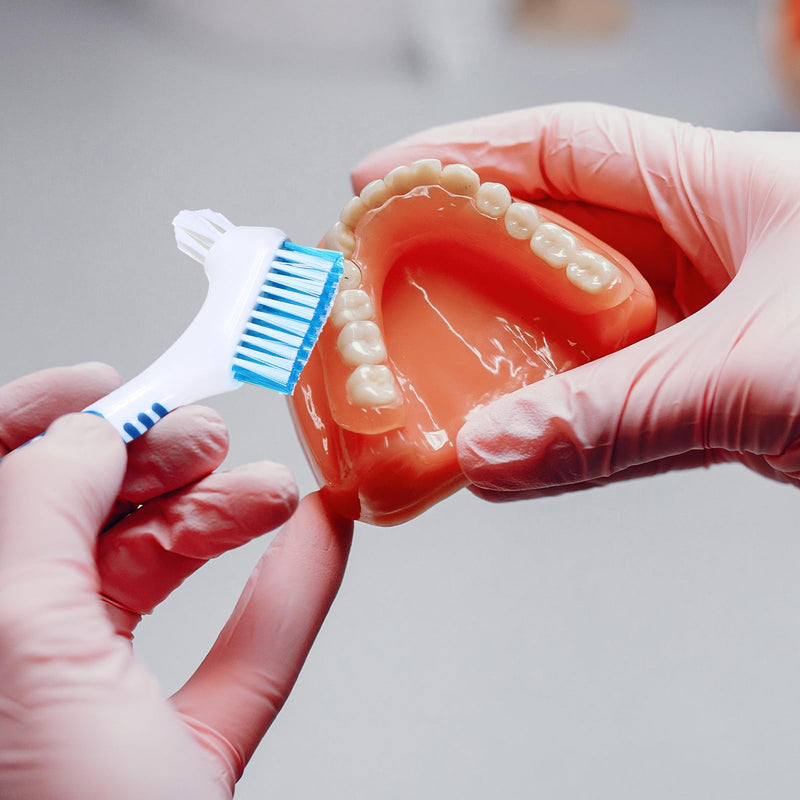 [Australia] - WLLHYF Denture brush double bristle head multi-layer bristles soft bristles denture brush for cleaning artificial teeth dentures dentures denture retainer (blue/orange), 2 pieces blue/orange 