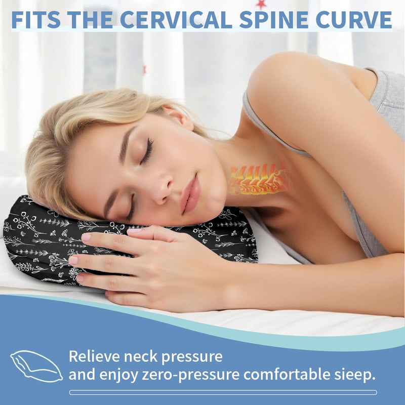 Ear Piercing Pillow for Side Sleepers, Pillow with an Ear Hole for CNH and Ear Pain Ear Inflammation Pressure Sores, O-Shaped Side Sleeping Pillow, Cow Texture Ear Guard Pillow Black/White Flowers One Size