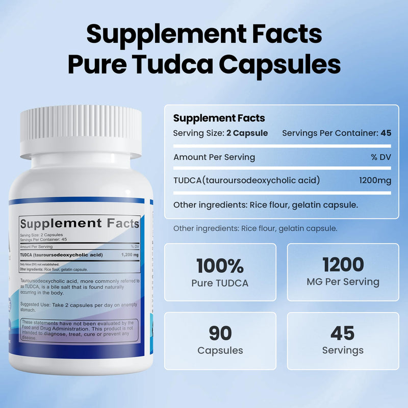 [Australia] - TUDCA 1200mg 90 Capsules Liver Supplement bile salts liver cleanse detox & repair gallbladder cleanse… Blue 