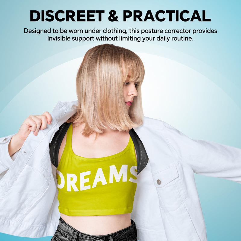 Posture Corrector for Men and Women, Adjustable Back Brace Straightener, Breathable Shoulder, Neck, Clavicle & Mid-Back Support, Relieve Slouching, Hunching, and Back Pain,One Size One Size