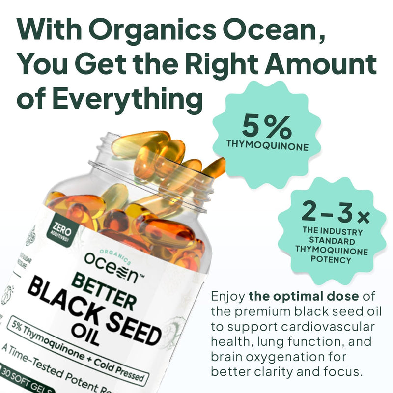 [Australia] - Better Organic Black Seed Oil Cold Pressed - Pure Nigella Sativa Oil for Immune Support - 5% Thymoquinone - Support Memory, Vitality, and Cellular Health 1 Pack 