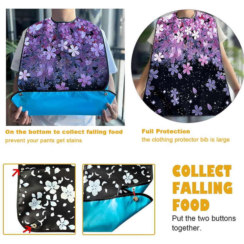 [Australia] - Adult Bibs for Women Washable Bib Reusable Waterproof Clothing Protector with Optional Crumb Catcher Pink1 Pcs 