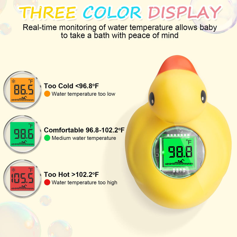 [Australia] - Rechargeable Baby Bath Thermometer Duck Digital Floating Shower Thermometer Fast Temperature Reading Safety Newborn Bath Time Toy by AXHHTVCGY 
