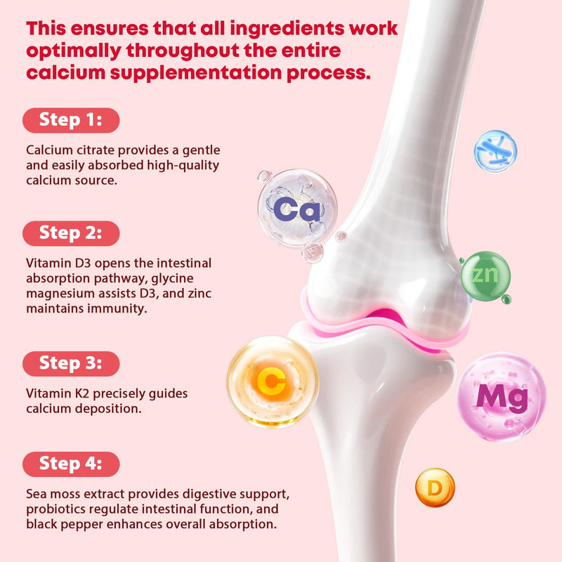 Sugar Free Calcium Citrate 1200 mg + Probiotic Gummies with Vitamin D3, K2, Magnesium – Calcium Gummies for Bone Support*, High Absorption, Women & Men, Vegan, 60 Count