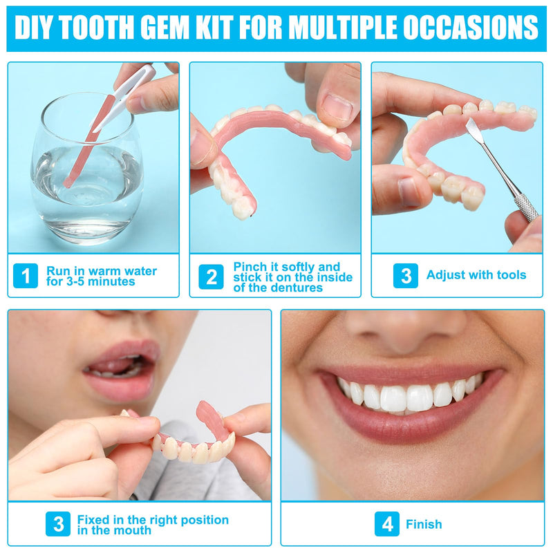 [Australia] - 35 Pcs Dentures DIY Repair Kit Fake Teeth Kit Make Your Own Dentures Kit with Dental Tools Repair Missing Teeth Easy and Convenient Customizable Denture Solution for Improve Smile 