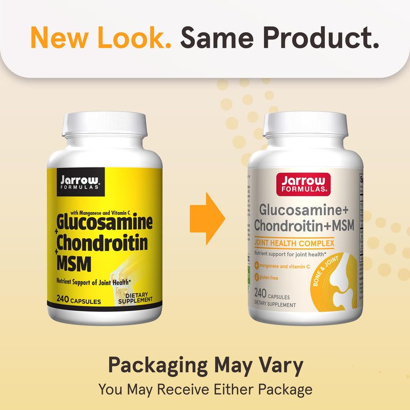 [Australia] - Jarrow Formulas Glucosamine + Chondroitin + MSM Capsules, Joint Support Supplement with Vitamin C and Manganese, 240 Capsules, 60 Day Supply 240 Count (Pack of 1) 