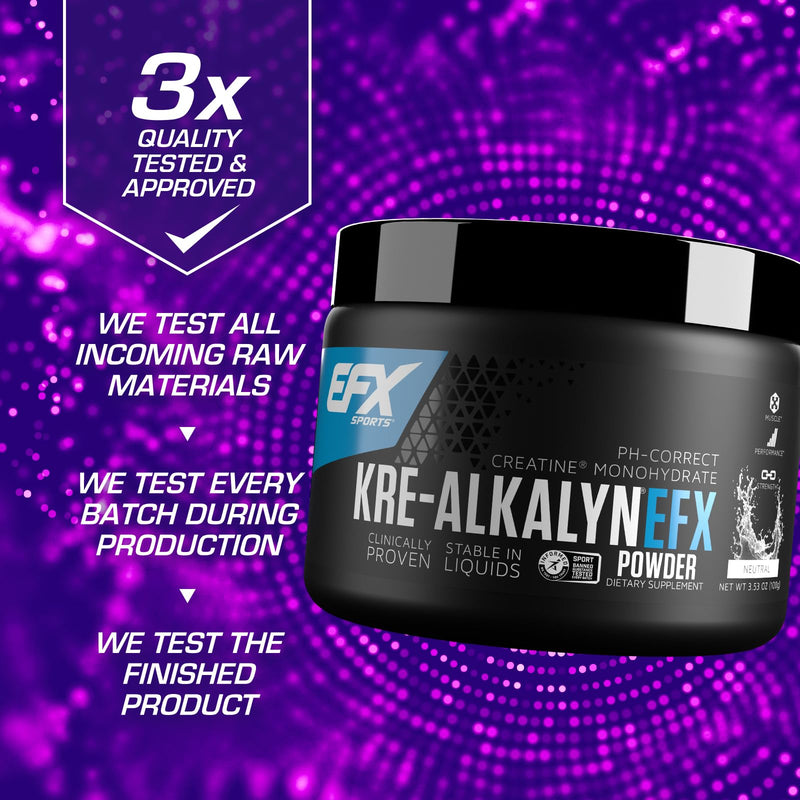 [Australia] - EFX Sports Kre-Alkalyn EFX Powder | pH Correct Creatine Monohydrate Powder Supplement | Strength, Muscle Growth & Performance | 66 Servings (Unflavored) Neutral 
