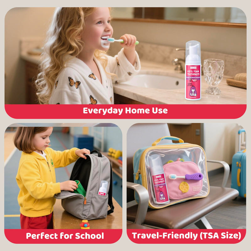 [Australia] - NOHOO Fluoride Free Foam Toothpaste Kids Fruit Flavour,Natural Training Toothpaste for Baby Toddler Children Oral Cleaning and Cavity Protection Strawberry Orange Peach Cantaloupe Strawberry+Orange+Peach+Cantaloupe 2.1 Fl Oz (Pack of 4) 