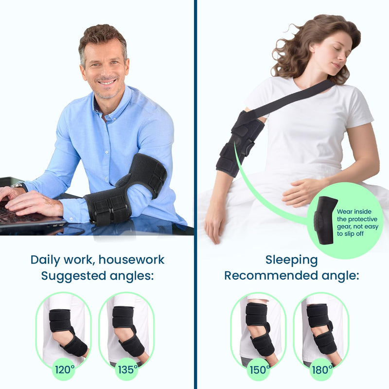 [Australia] - Cubital Tunnel Syndrome Elbow Brace Splint For Ulnar Nerve Entrapment Black L 