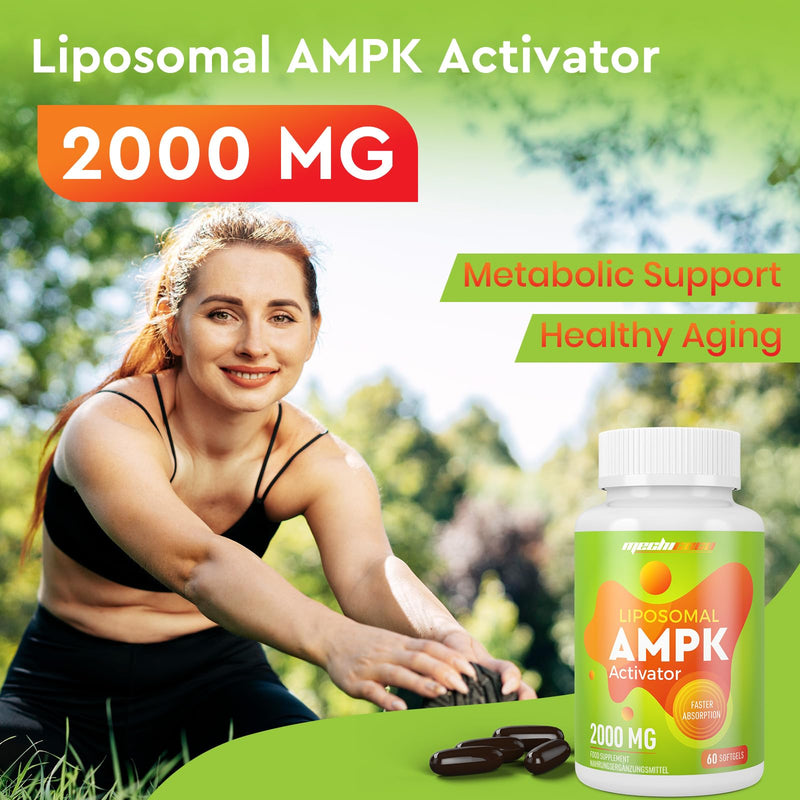 Liposomal AMPK Activator Capsules 2000 mg, 6-in-1 Formula with Berberine HCL,Quercetin Dihydrate, Resveratrol and Cinnamon Bark, for Antioxidant Support and Cellular Regulation, NO Soy,NO Gluten 60 count (Pack of 1)
