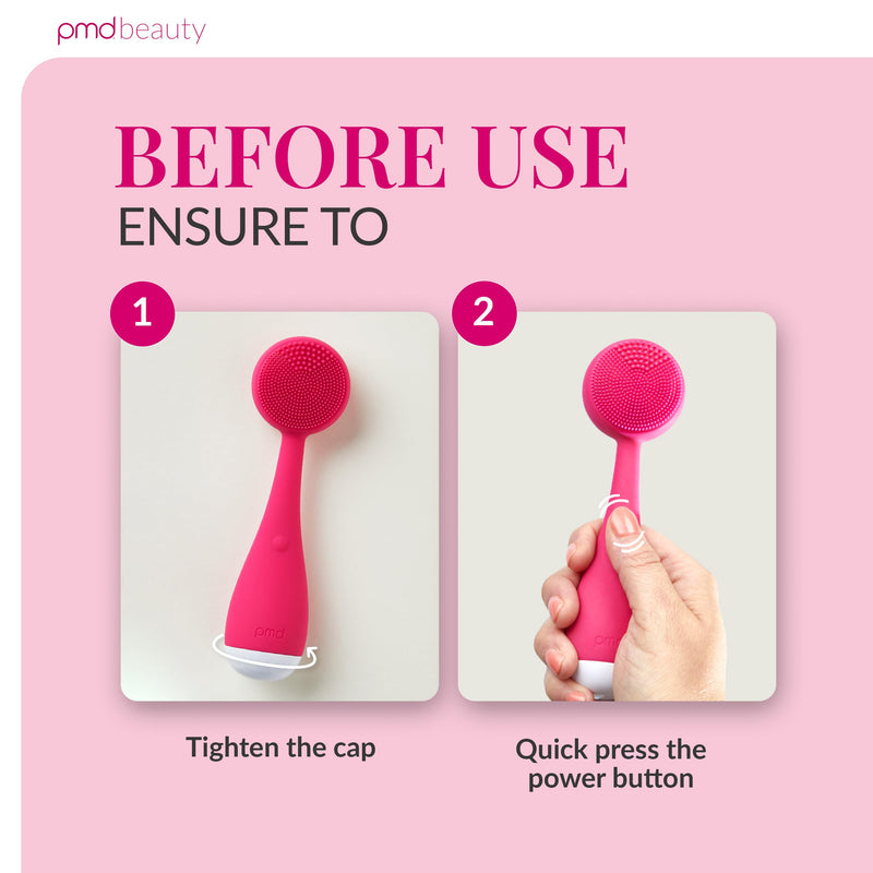 PMD Clean - Smart Facial Cleansing Device with Silicone Brush & Anti-Aging Massager Pink