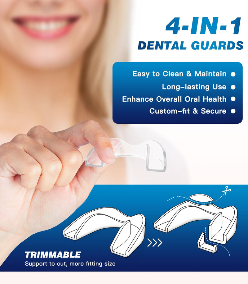 [Australia] - Mouth Guard for Grinding Teeth at Night,Teeth Grinding Mouth Guard for Sleep,Reusable Guards for Sleeping,4 Pack/2 Size,Transparent Transparent 4 Pack/2 Size 