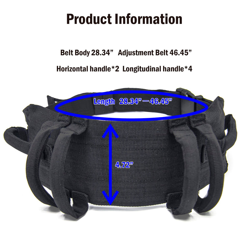 [Australia] - Gait Belt Walking Transfer Belt with 6 Plastic Padded Caregiver Handles and Quick Release Buckle for Patient,Elderly Physical Therapy (Black) black 